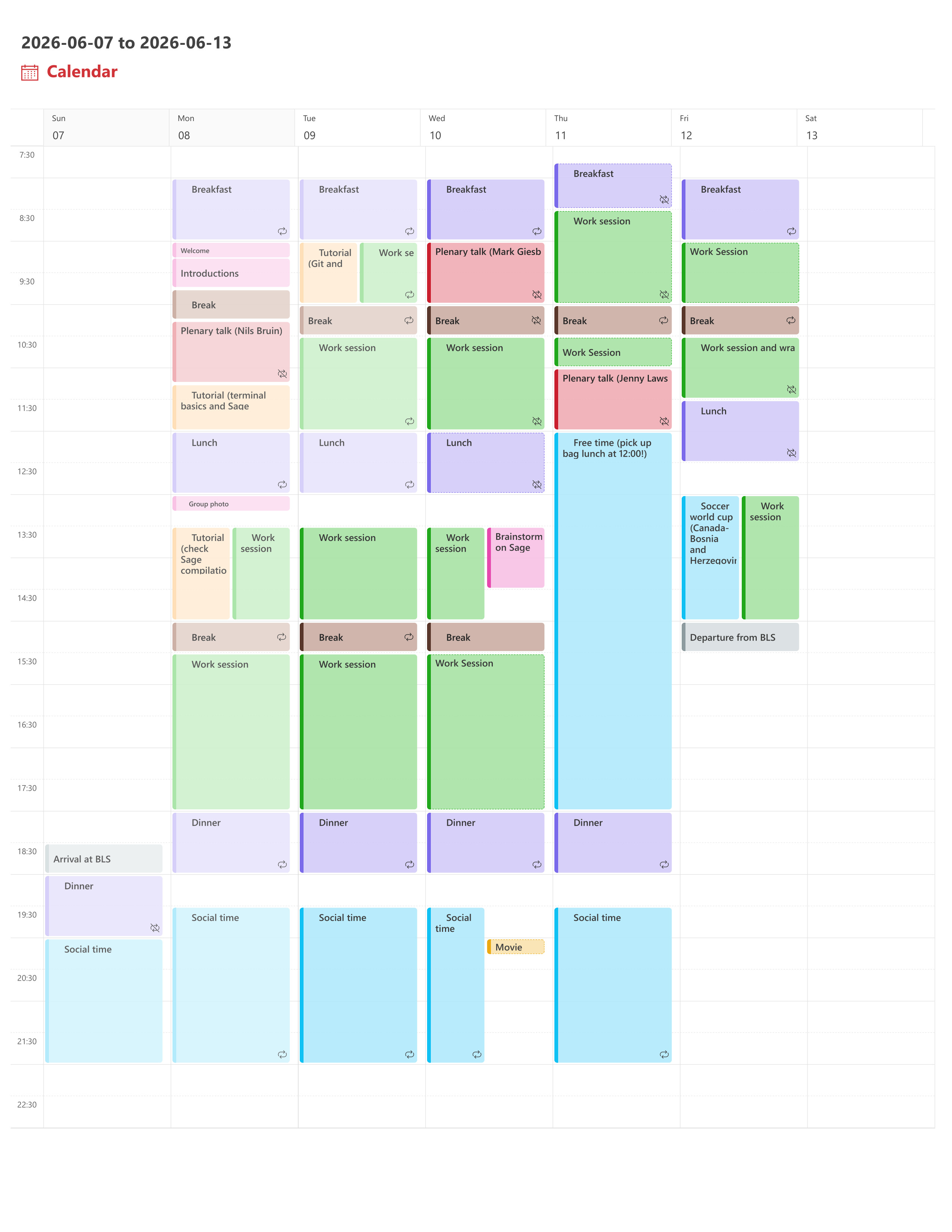 Tentative schedule